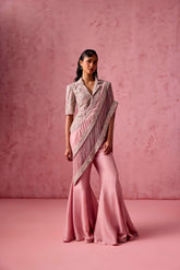 LAVENDER CUT OUT JACKET WITH DORI DRAPE PALLA